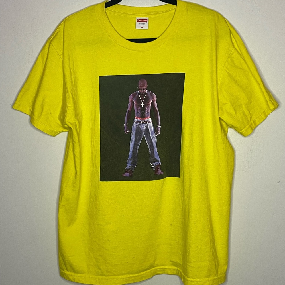 Yellow supreme Tupac hologram tee